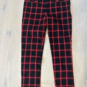 Trina Turk Black and Red Plaid Pants